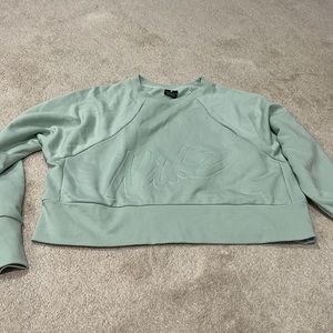 Mint green ladies cropped logo Nike dri-fit sweatshirt